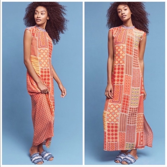 Anthropologie Tanvi Kedia patterned chiffon maxi dress 408 - Picture 1 of 12